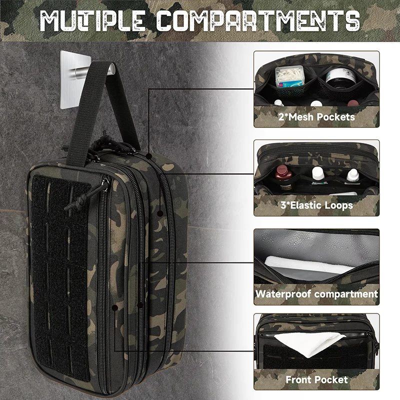 Tactical Toiletry Bag For Men Hygiene Bag Waterproof Travel Shower Tool Molle Pouch Mens Shaving Kit Makeup Cosmetic