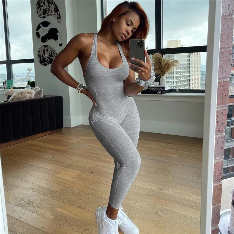 Women's Yoga One Piece Tank Tops Rompers Sleeveless Exercise Jumpsuits  Backless Workout Skinny Bodycon Bodysuit - AliExpress