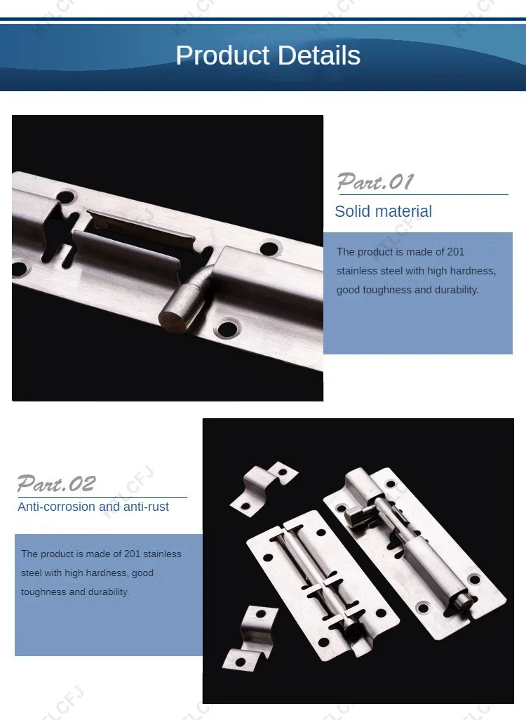 Description Picture 4 of itemHome Safety Stainless Steel Lock Sliding Door Chain Lock Furniture Door Bolt 2/3/4/5/6/8 Inch Latch (1pcs)