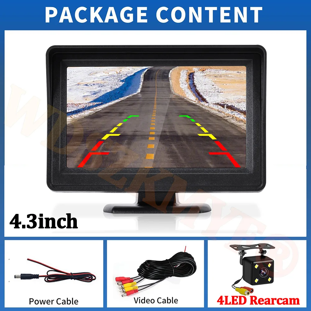 Cámara Marcha Atrás AHD 1080P Para Coche - Pantalla 4.3", Visión Nocturna, Impermeable