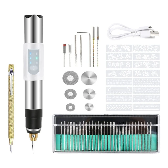  Engraving Pen 1 Set USB Rechargeable 3 Gear Engraver Cordless  DIY Engraving Tools Handheld Low Noise Engraving Pen for Metal, Wood, Glass  and Plastic