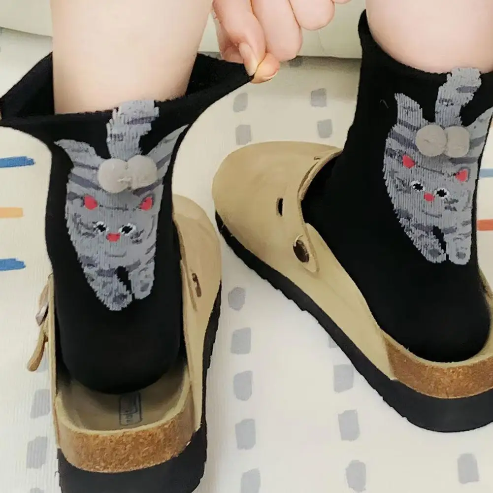 Cat Socks Women's socks Cute funny Three-dimensional kitty Ding Bell Ball Japanese style Mid-calf socks Stocking