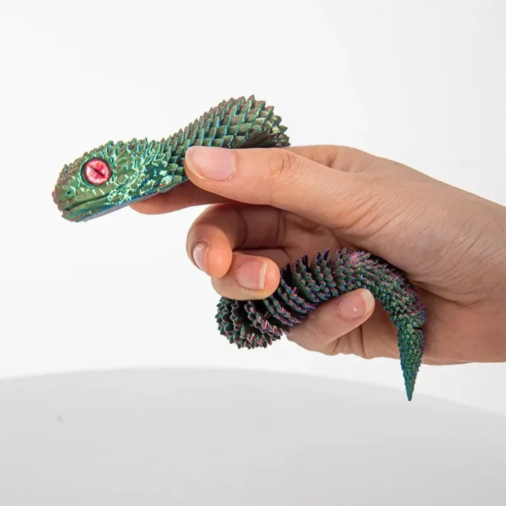 New 3D Printed Snake Movable Joint Simulation Snake Figurine Creative Home Office Desktop Ornament New Year Gifts Crafts Gift
