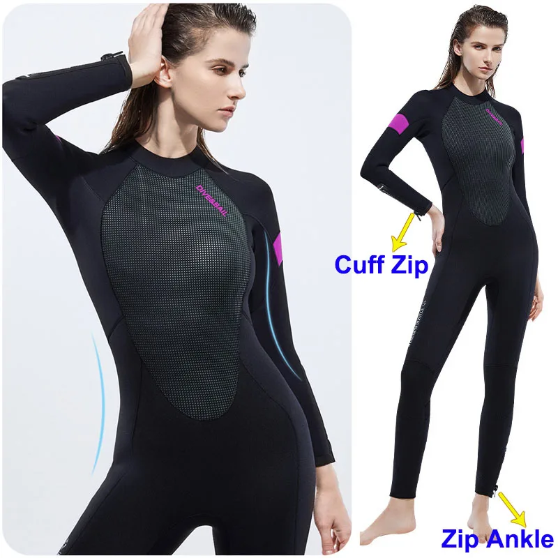 5mm Neoprene Women's One-piece Long Sleeve Full Body Warm Diving Suit for Surfing Snorkeling Swimming Outdoor Water Sports Diver