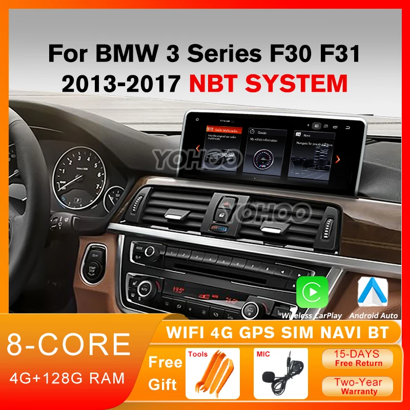 

10.25'' 4+128G CarPlay Car Radio For BMW 3 4 Series F30 F31 F32 F33 F34 F36 NBT Android12 Multimedia Player GPS Headunit WIFI 4G