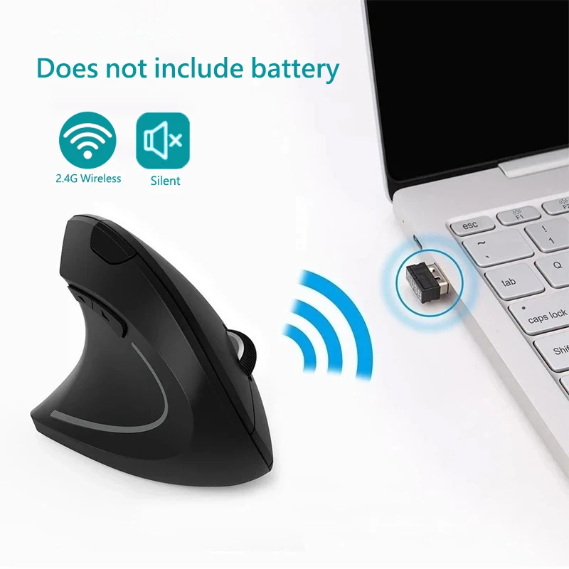 Vertical Mouse Ergonomic 2.4GHz Wireless Optical Mice 3 Adjustable DPI 800/1200/1600 6 Buttons for Laptop PC Computer Desktop