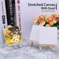 3pcs/6pcs Mini Canvas And Easel Set Mini Canvas Panels Mini Wood Easels,  For Kids Drawing, Oil Painting And DIY Graffiti 1