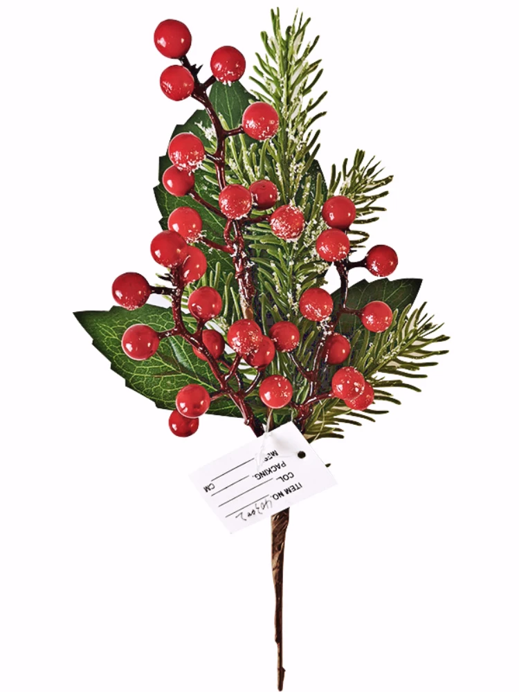 10pcs Artificial Christmas Floral Picks Snowy White Berry Picks Stems Faux  Pine Pick Holly Berries Spray With Pinecones For Flower Arrangement Xmas Tr