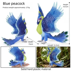 Majestic Mythical Figurine: Ice Wyvern and Phoenix Fantasy Beast Statue (Blue peacock)