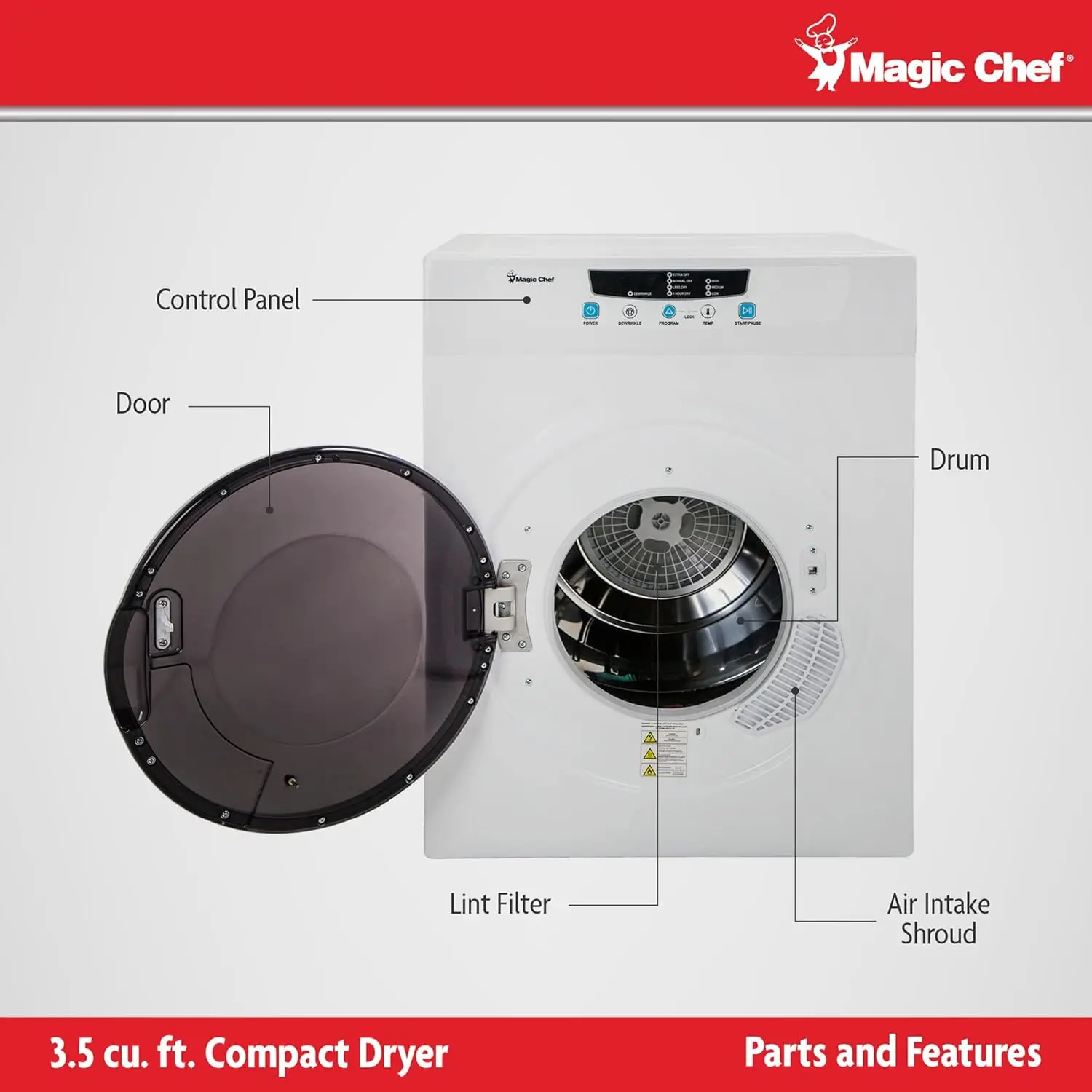 Laundry Dryer Machine, Portable Dryer for Small Spaces, 3.5 Cubic Feet 4