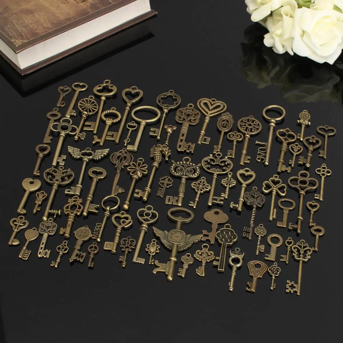 69pcs-Antique-Bronze-Vintage-Skeleton-Keys-Set-DIY-Handmade-Accessories ...