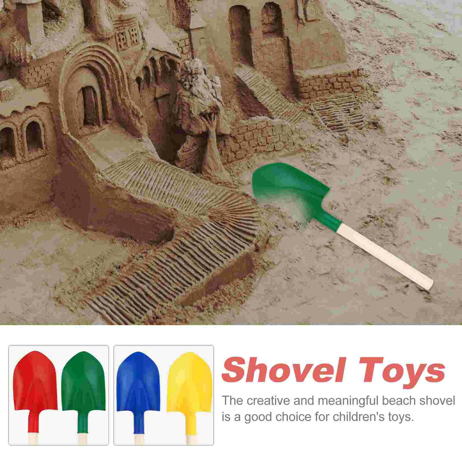 4 Pcs Playing with Sand Toy Child Beach Toys Outdoor for Kids Plastic Wooden Shovels 4