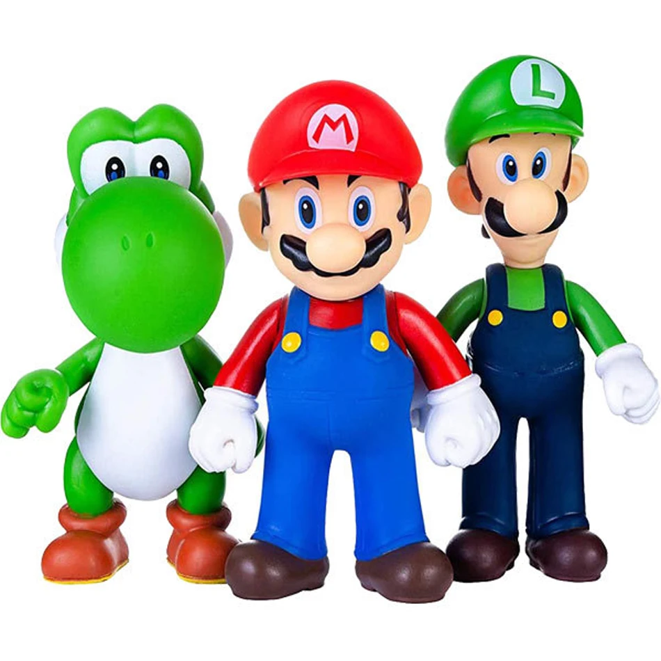 thumbnail image 4 of Juego Super Mario Bros Dibujos Animados Muñecas Modelo Figuras de Anime Luigi Yoshi Mario Modelo Coleccionable Creativo Juguetes para niños Regalo de Cumpleaños, 4 of 5