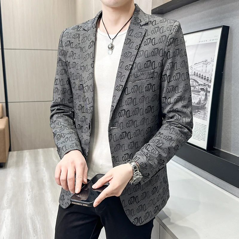 Men Korean version Men Suit Jacket Fashion Men's Business Social Dance Party Jacquard Coat Dress Homme Slim Fit Blazers