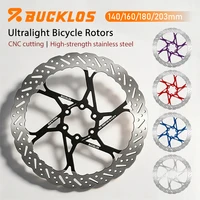 Disques de frein BUCKLOS pour vélo, 140 mm, 160 mm, 180 mm, 203 mm, ultralégers, pour vélo de route et VTT, freins à disque hydrauliques avec 6 boulons 1