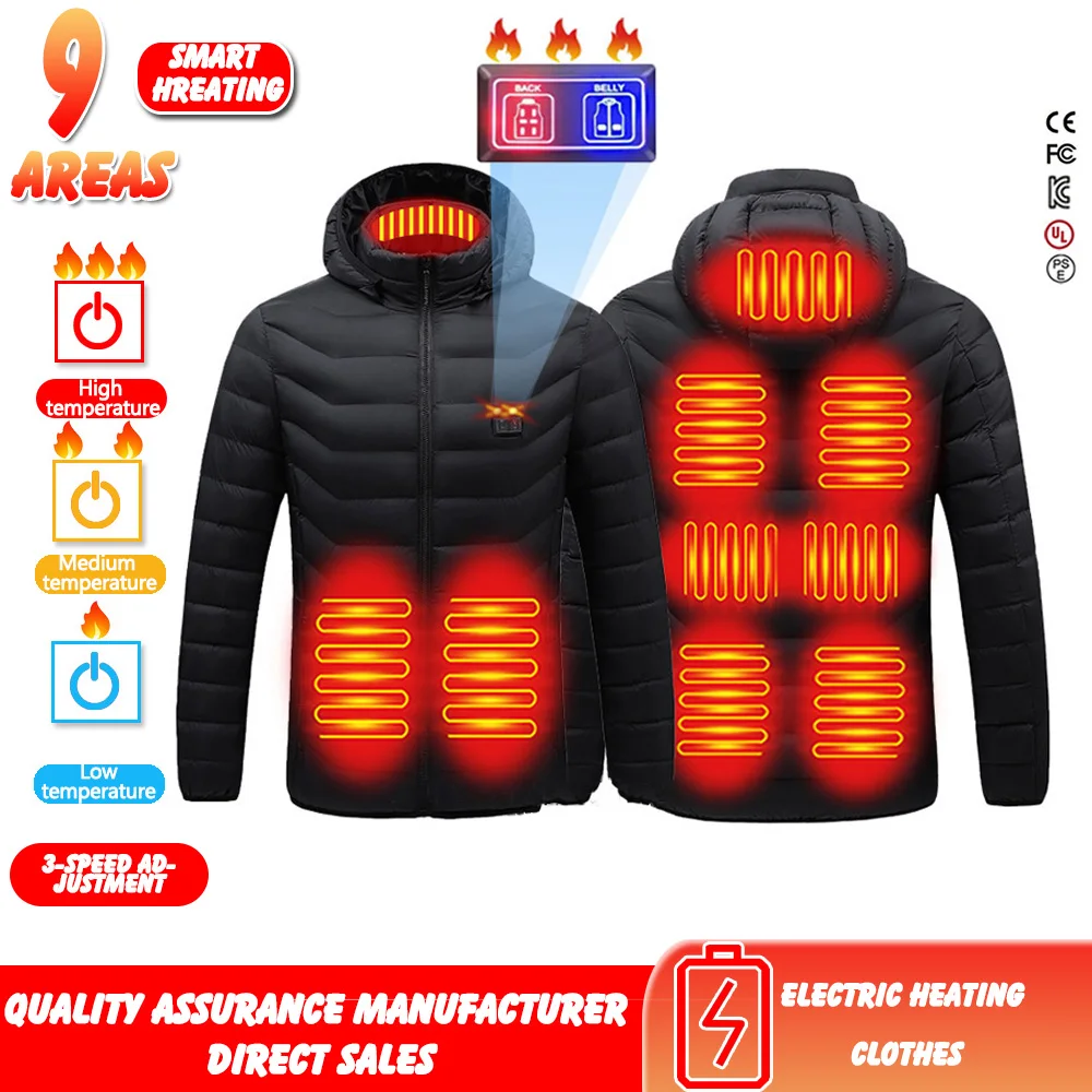 Intelligent 9-17 Areas Heating Warm Jacket Outdoor Activity Electric Heating Jacket Men's Women's Warm Winter