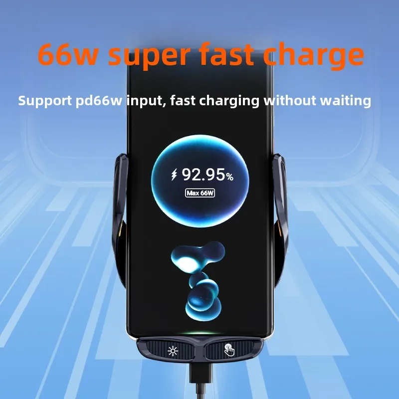 New 66W Wireless Super Fast Charging Car Charger Transparent Multi functional Smartphone Stand