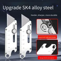 Duty Industrial Utility Knife Compact Stainless Steel Craft Cutter with Bottle Opener SK5 Blades, for DIY Professional Use 2