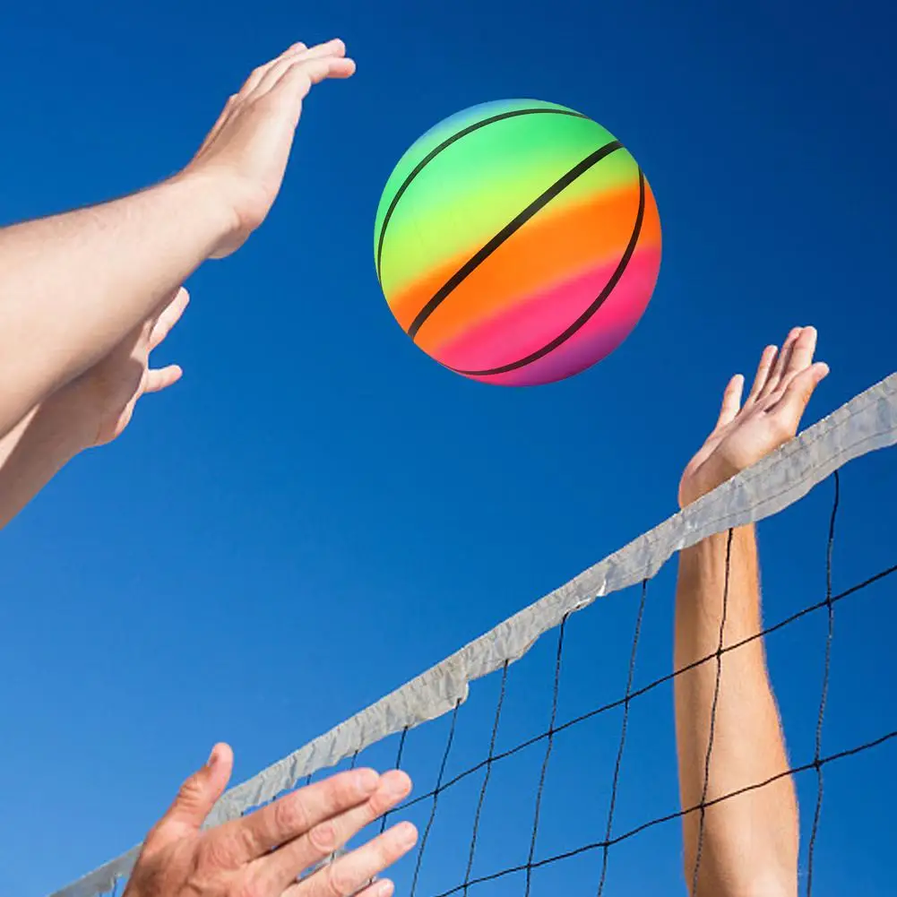 Inflatable Summer Beach Ball Pool Swim Rubber Rainbow Beach Volleyball Garden Game Net Kids Toy