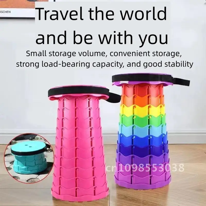Portable Telescopic Stool Travel Camping Plastic Folding Chair Picnic Queuing Outdoor Retractable Beach Fishing Stool