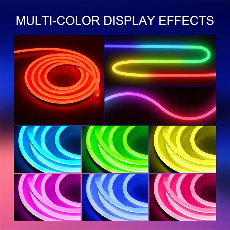 RGB LED Neon Strip DC 1m 2m 3m 4m 5m Luces LED Remote Control Room Lighting  Tape Decor Outdoor Party Effect Lights Water Proof