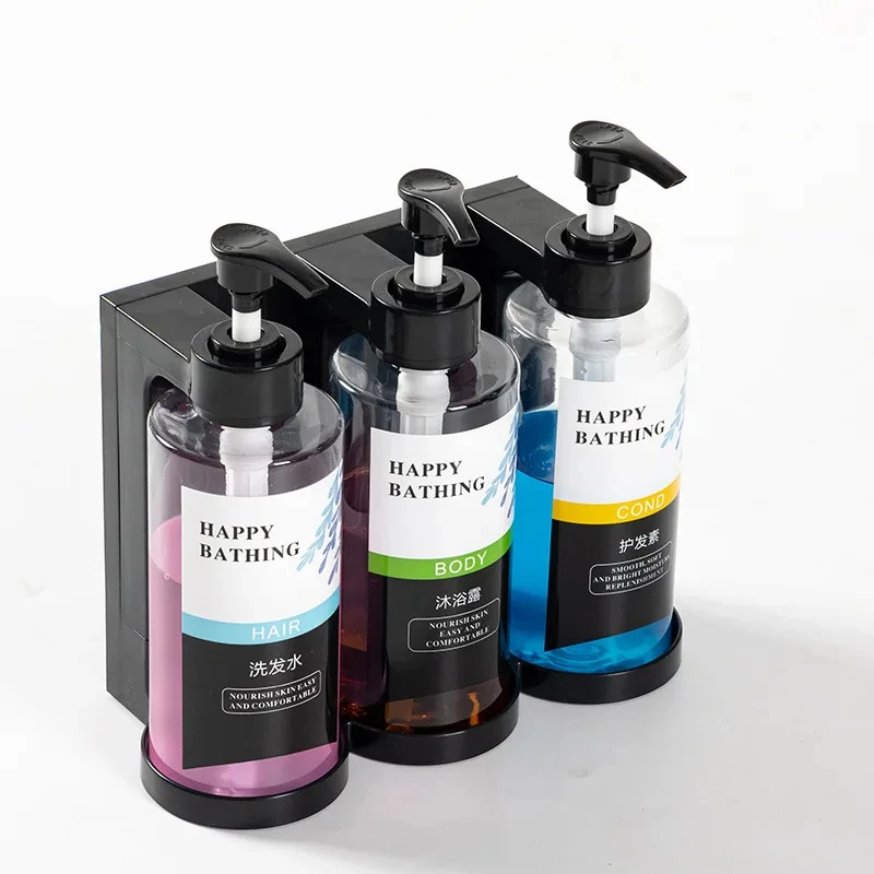 Hotel Shampoo and Shower Gel Separate Bottles Wall Mounted No Punching Hand Sanitizer Boxes Wall Mounted Manual Soap Dispensers 3