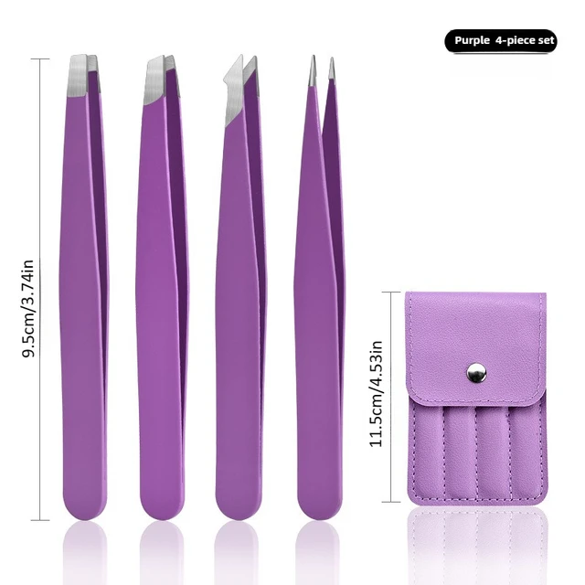 Augenbrauenpinzette, 4 Stück, buntes Haar, Schönheit, feine Haare, Abzieher, Edelstahl, schräge Augenbrauen-Clips, Entfernung, Make-up-Werkzeuge