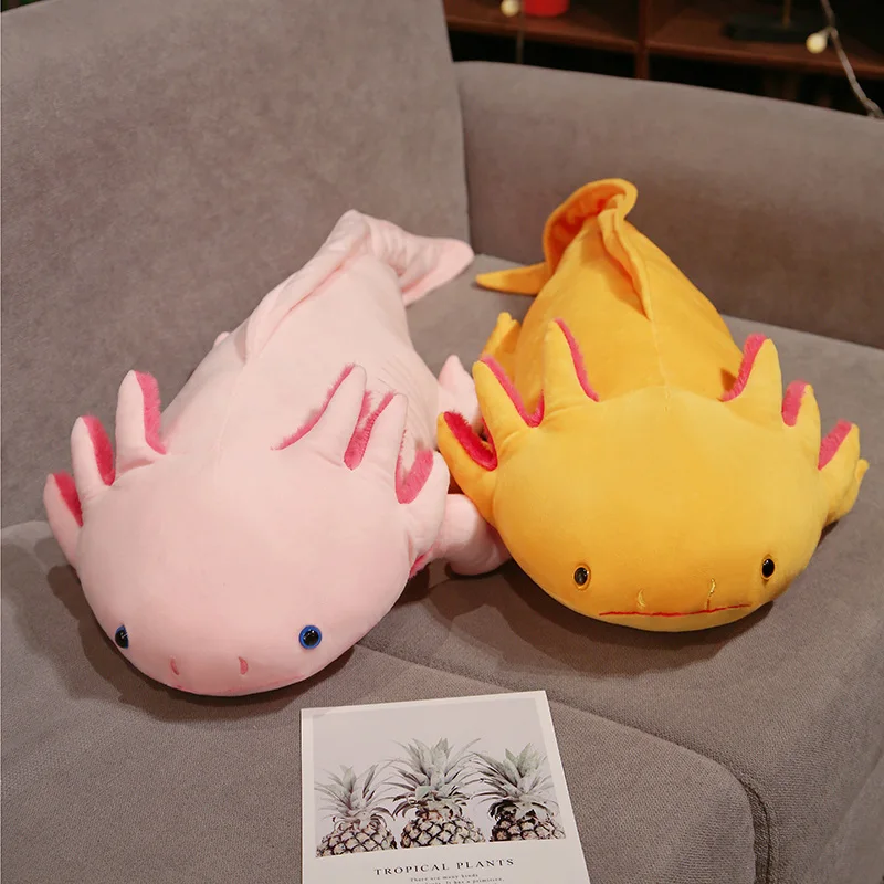 큰 크기 Kawaii 다채로운 Axolotl 플러시 장난감 Ambystoma 시뮬레이션 도마뱀 물고기 Appease 베개 크리 에이 티브 쿠션 선물