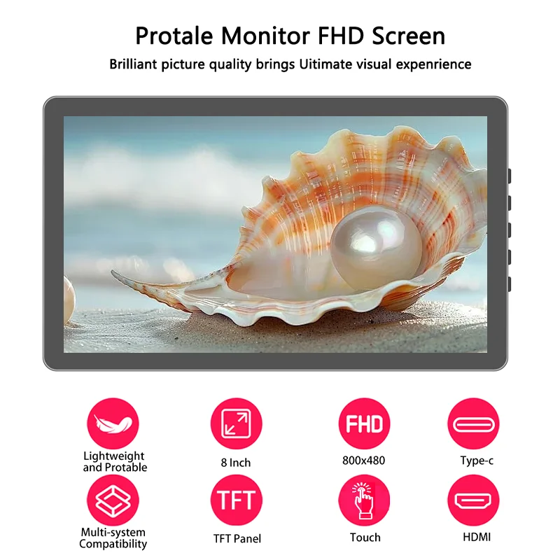 Portable LED Display 7/8 inch Touch screen HD Small Built-in Speaker Laptop Xbox PS4/5 switch