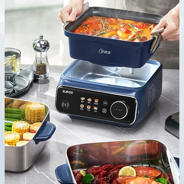 Household electric steamer. Detachable, washable. Stainless steel. Multifunctional. Large capacity for steaming & stewing. 3