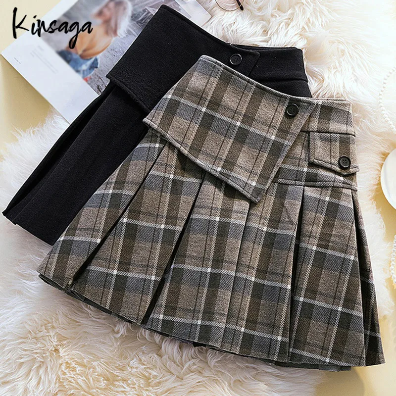Women Harajuku Punk Plaid Pockets Patchwork Pleated Mini Skirt 4XL Fall Streetwear Y2K Kawaii Preppy A-line Black Short Skirts 160 pockets card album plaid collection card book for small card and board game pkm yugioh tcg mtg trading cards cam