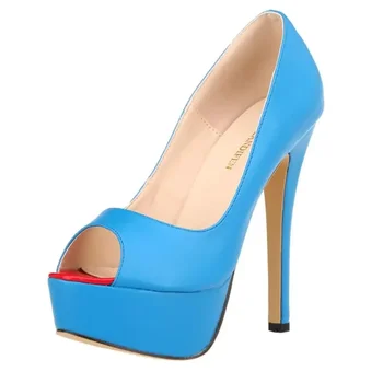 Womens Sexy Pumps Fashion Matte Leather Platform Stilettos 14cm High Heels Open Toe Party Nighclub Wedding Shoes Large Size 44 1