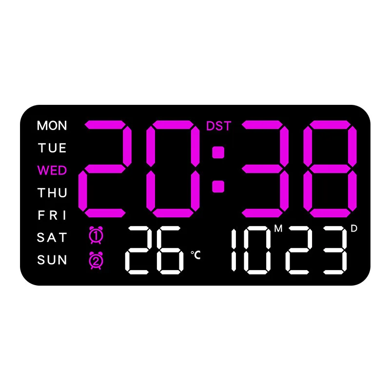 Sleek LED Display Temperature Wall Clock - Modern Digital Alarm Clock