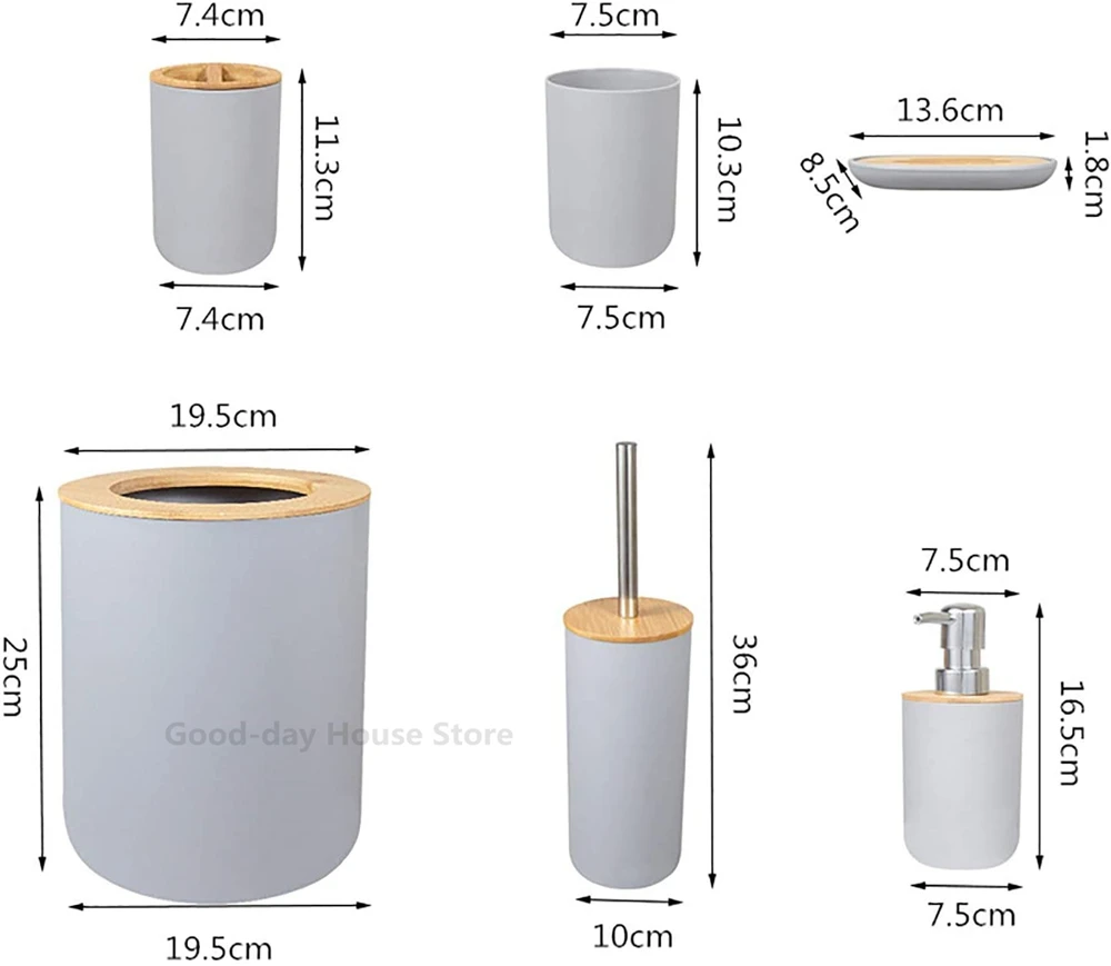 White Bathroom Accessories Set Modern Soap Lotion Dispenser Resin and Wood Soap Dish Toothbrush Holder Tumbler Pump Bottle Cup