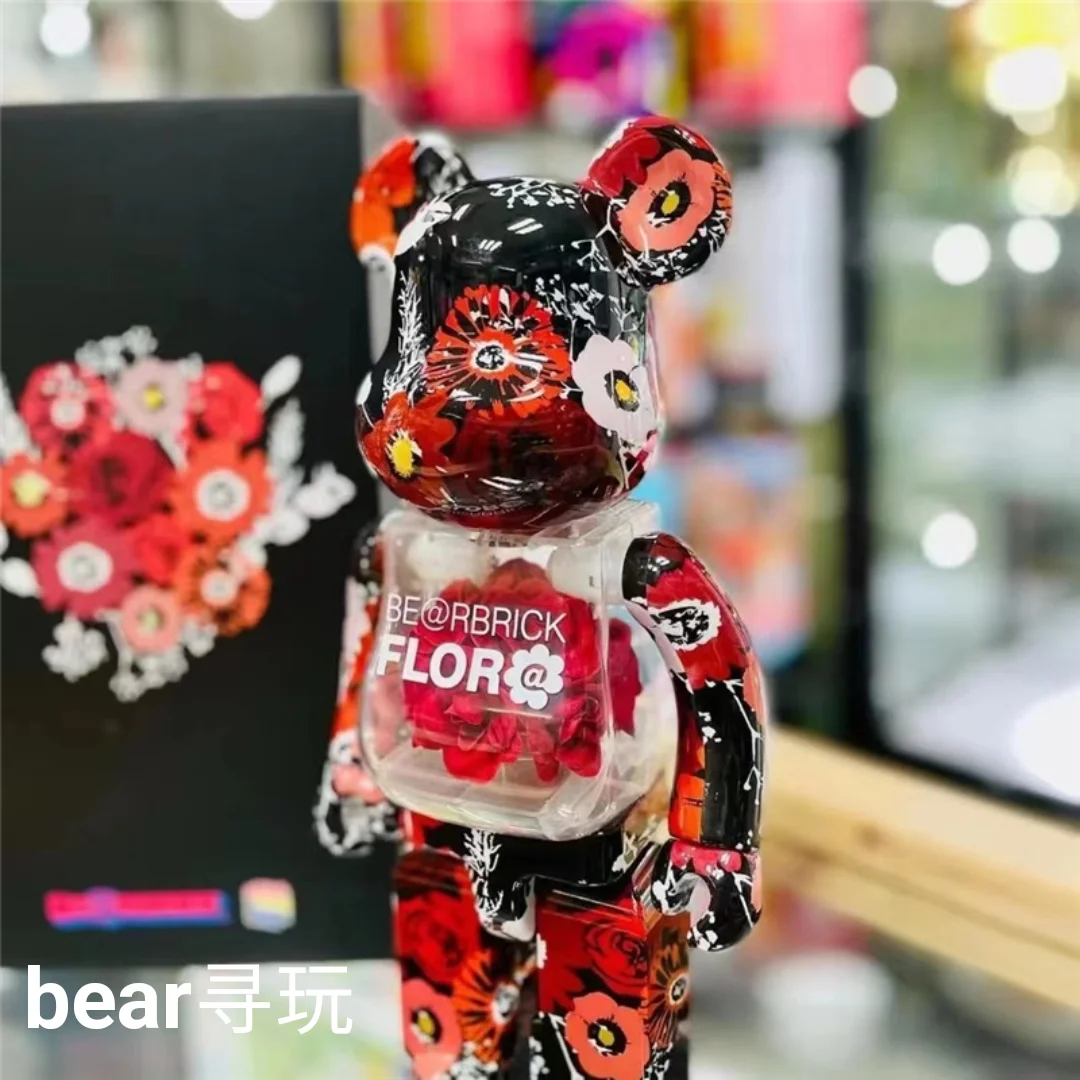 Bearbrick 400% Violence Bear Bear Brick Sculptures Figurines Lipstick  Co-branding Bearbricks Kawaii Room Decor Bear Bricks Gifts - AliExpress