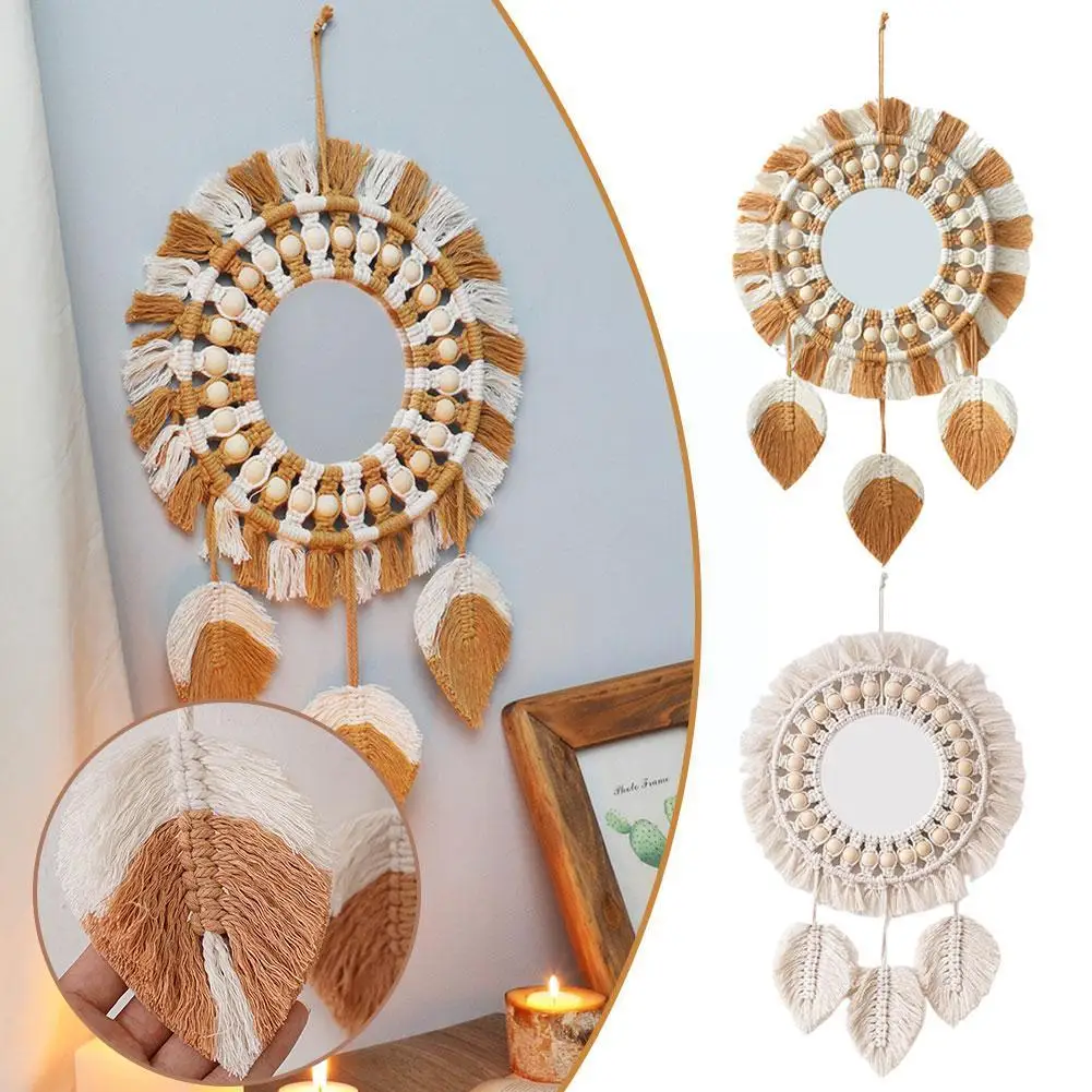 

Wall Mirror Macrame Decorative Mirrors Hand Woven Boho Home Decor Wall Hanging Mirror For Living Room Decor Baby Bedroom Gi V2H7