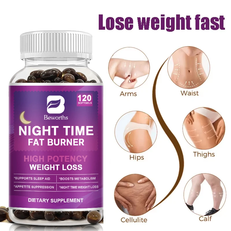 3Bottles Night Time Fat Burnner Capsule For Women and Men Loss Weight Management Weight Slimming Tool Detox Burning Fat