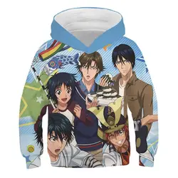 Riman tênis príncipe 3d camisola infantil meninos e meninas dos desenhos animados manga longa pulôver com capuz