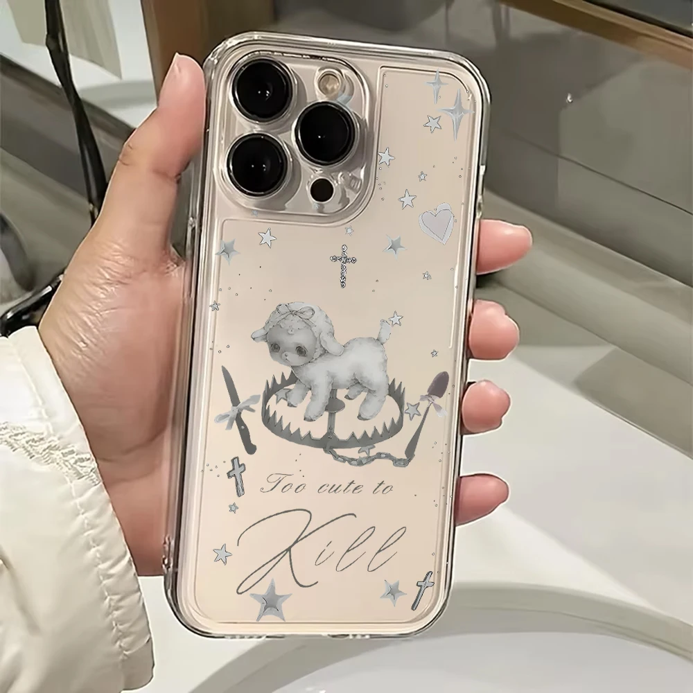 Korean INS Style Creative Cute Grey Lamb Clear Phone Case