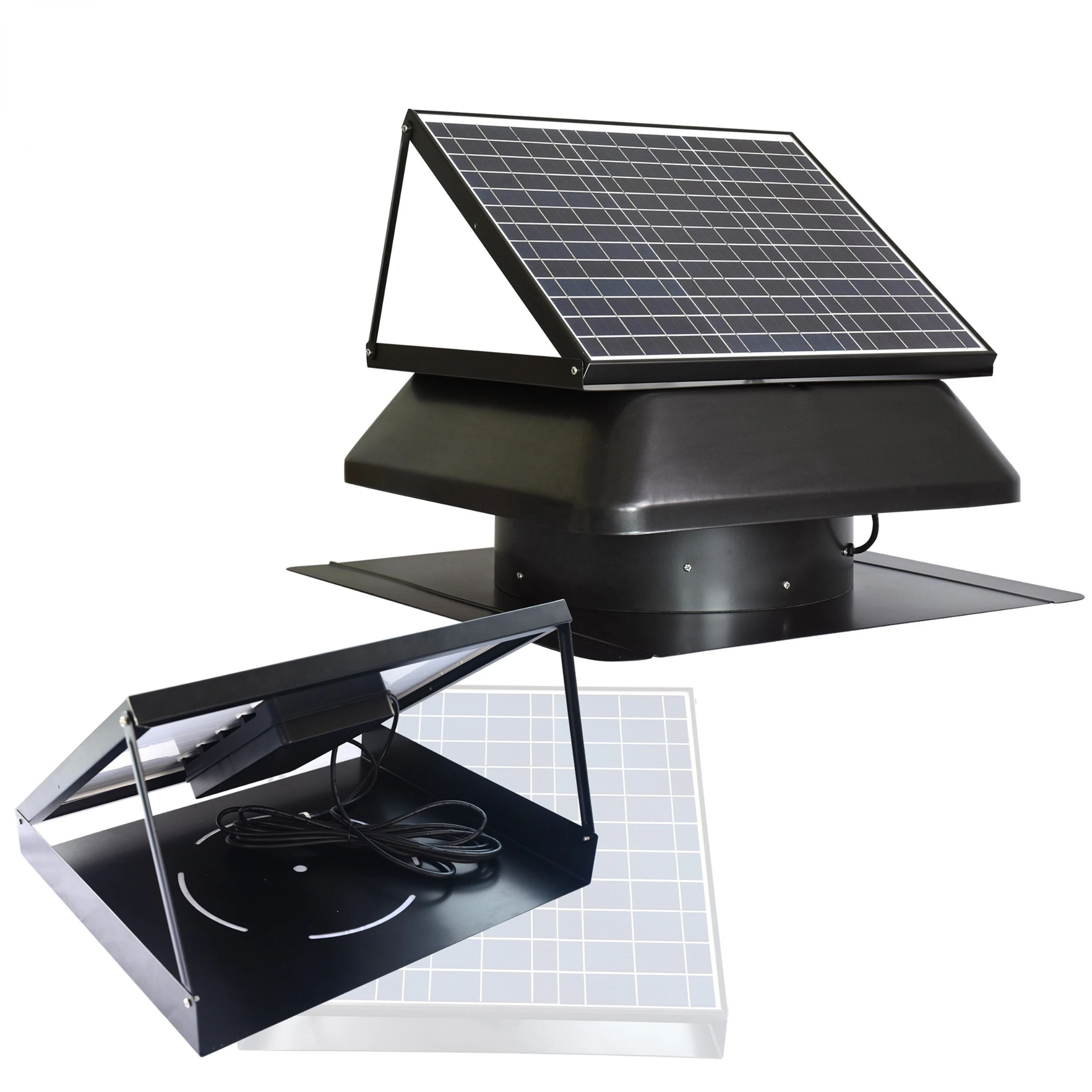 Air Conditioner Vent Tools 14'' 40W DC Ventilation Attic Fan Fire Resistant  Rooftop Solar Panel Battery Powered Heat Exhaust Fan - AliExpress