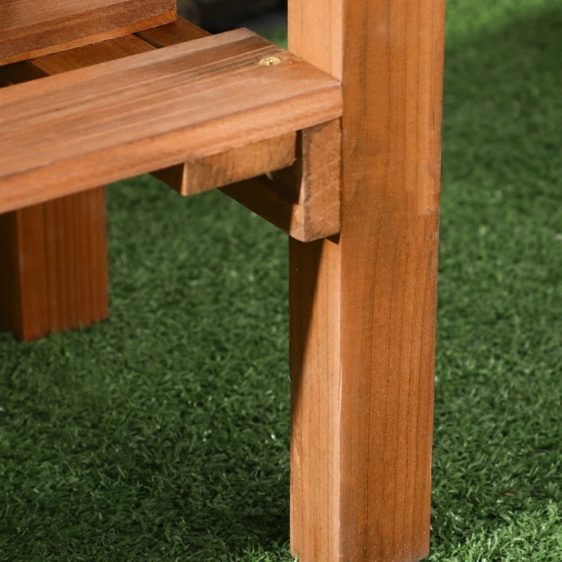 Hochbeet mit integriertem Rankgitter, Ablagefach, Rollen, Massivholz, Braun, 79×29×130 cm – Detail 8
