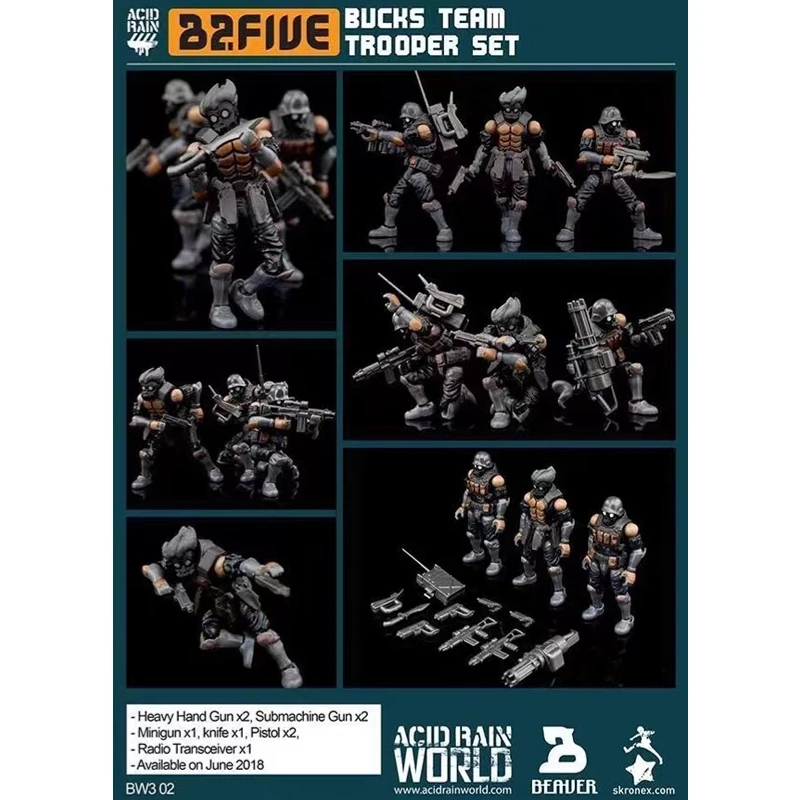 

100% Genuine Acid Rain 2.5inch B2 FIVE 1:28 BW3 02 Bucks Team Trooper Set Collectible Model Action Figure Doll Toy Gift Ornament