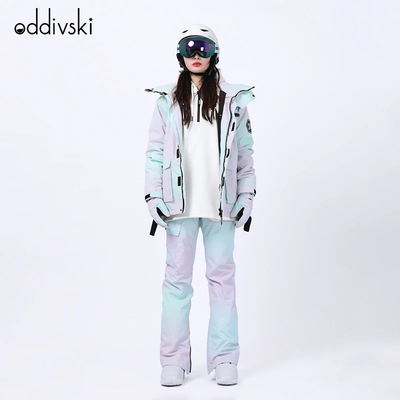 

ODDIVSKI Women And Men's Ski Jacket and Pants Set Waterproof Ski Suits Windproof Insulated Snowsuit Hooded Snowboard Jacket