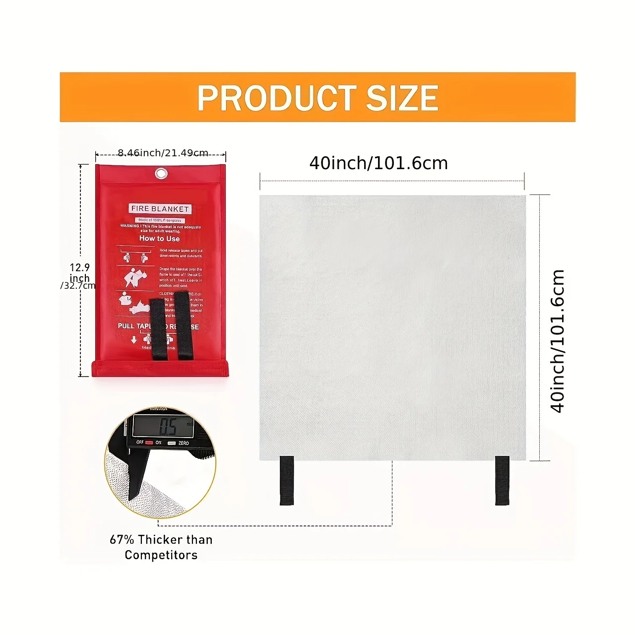Fire Blanket, Emergency Fire Suppression Blanket for Home and Kitchen, Prepared Fiberglass Blanket Hero Great for School, F