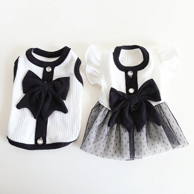 Vestido de luxo para cães pequenos com laço saia de princesa_voghion.com