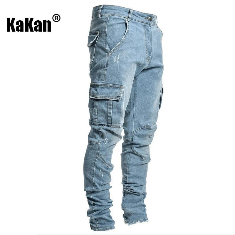 Kakan - European and American New Side Pocket Jeans for Men, High Street Popular Small Feet Tight Wear Long Jeans K8-686