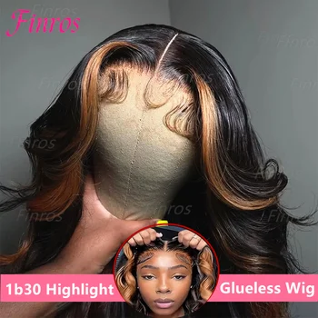 Finros 1b30 Highlight Glueless Human Hair Wigs Ready To Wear Pre Cut Ombre Blonde 13x6 Hd Frontal Body Wave Wigs For Black Women 1