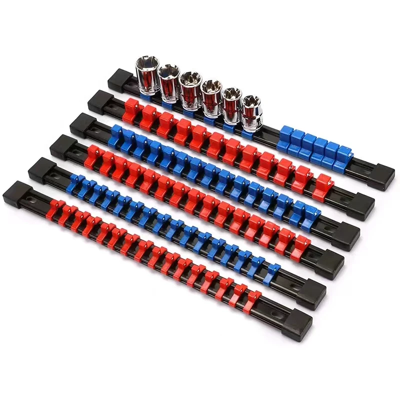 1/4" 3/8" 1/2" Wrench Holders Traight Plastic Universal Socket Organizer Rail Bracket Repair tools Socket Wall Wrench Home Tools 6