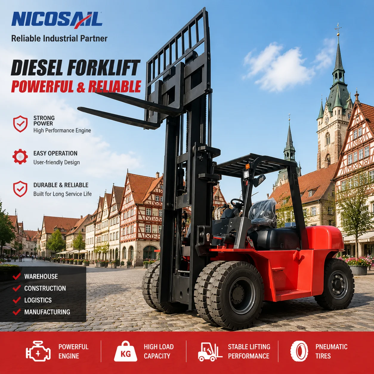 6-Tonnen-Dieselstapler 6000kg Schwerlast-Industriestapler mit CE-Zertifizierung