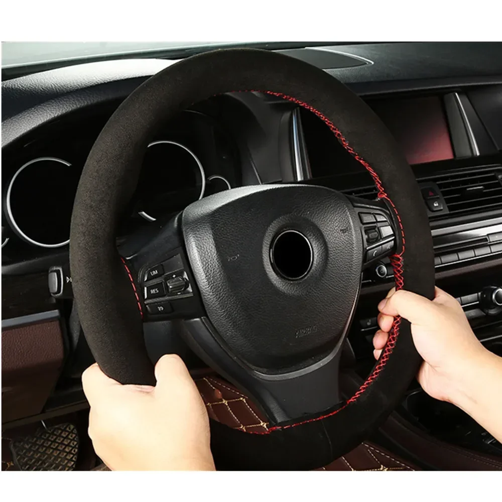 Suede Leather Braided Steering Wheel Cover – Premium Anti-Slip Interior Protector